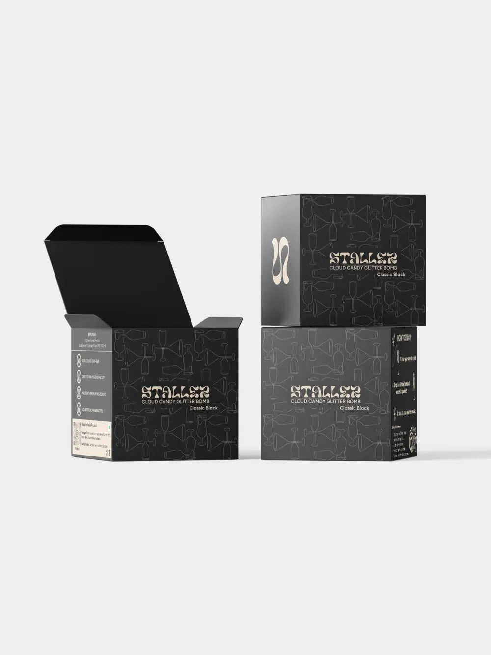 Premium black cocktail glitter bomb from Staller